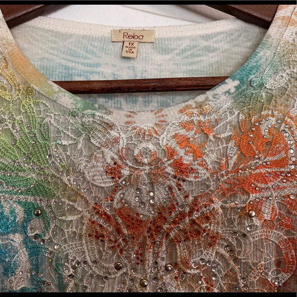 Reba Multicolored Rhinestone Top - Picture 4 of 7